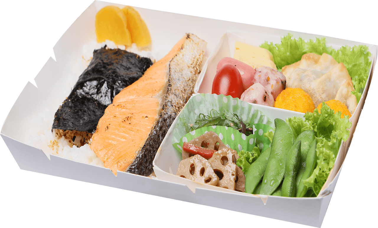 Grilled salmon bento